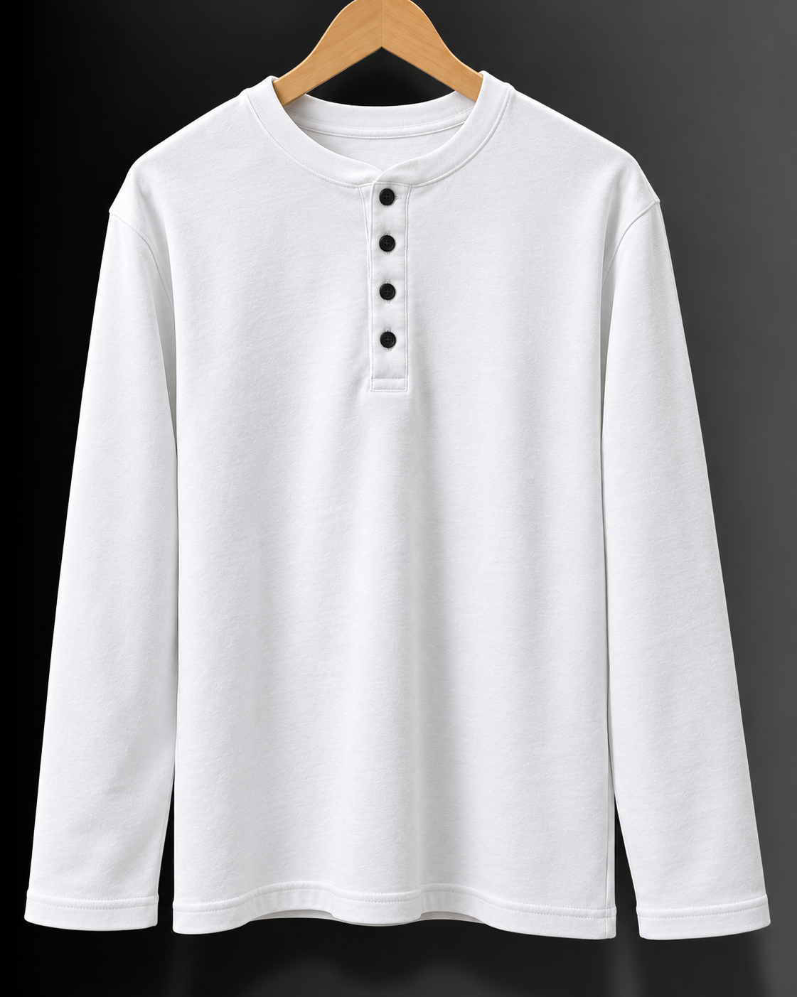Vanilla-White Cotton Henley T-Shirt #1348