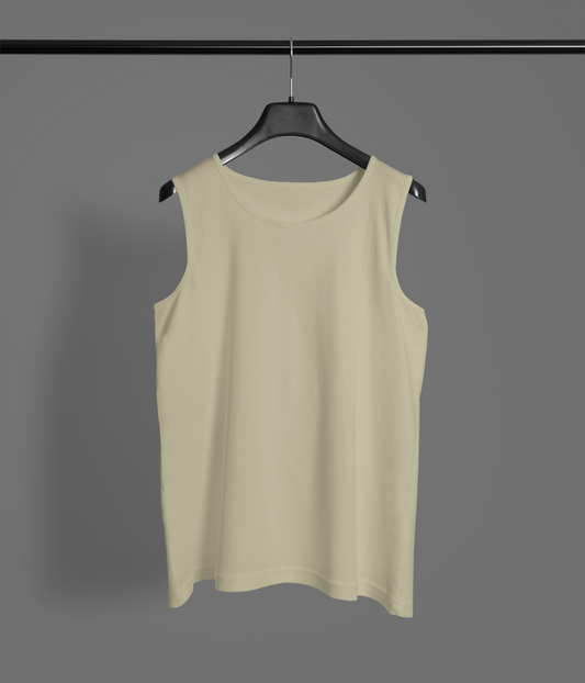 100% Cotton Tank Top in Heavy GSM #385 (Beige)