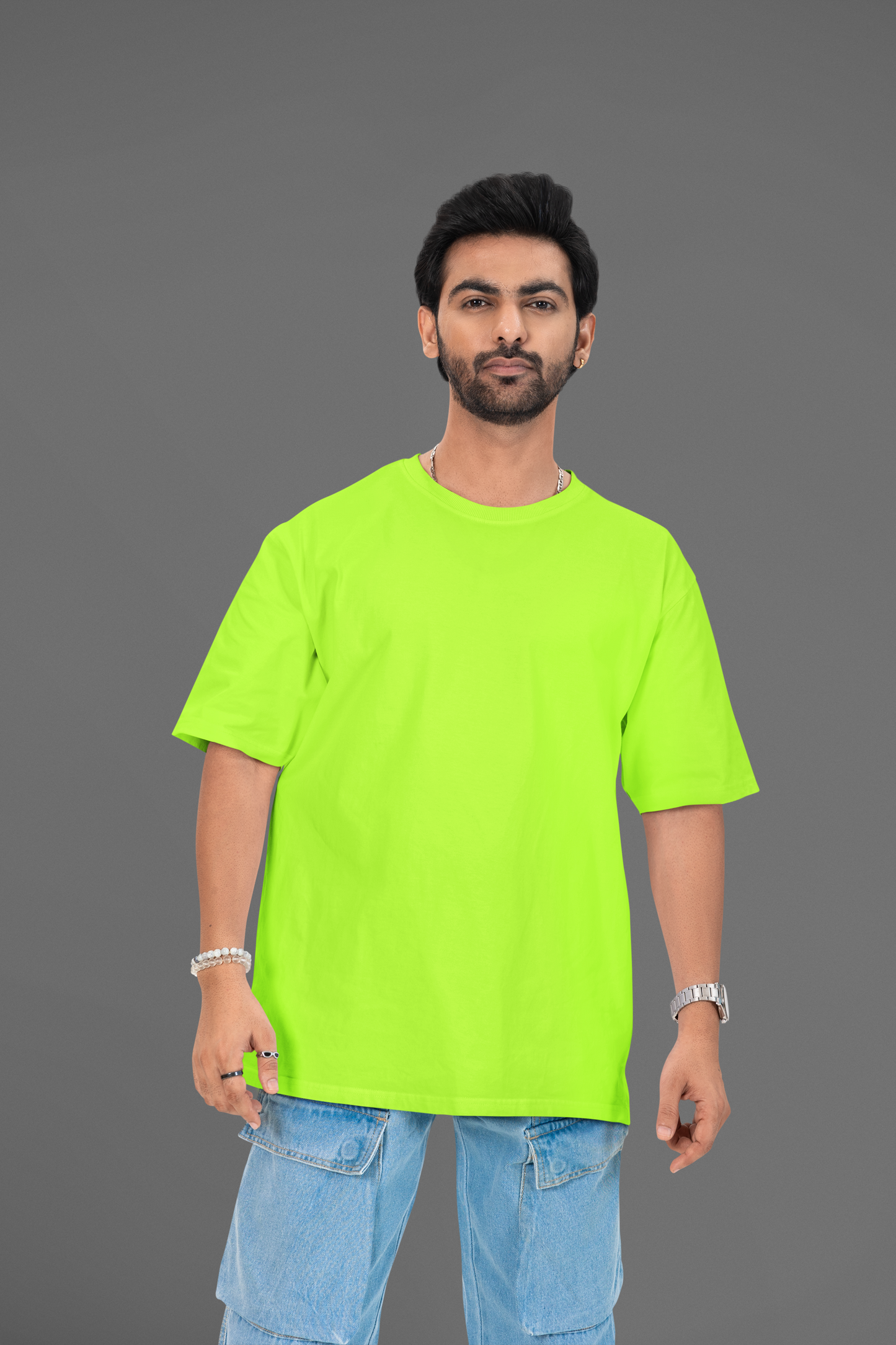Neon Green Oversized Tee in 100% Organic Cotton #420