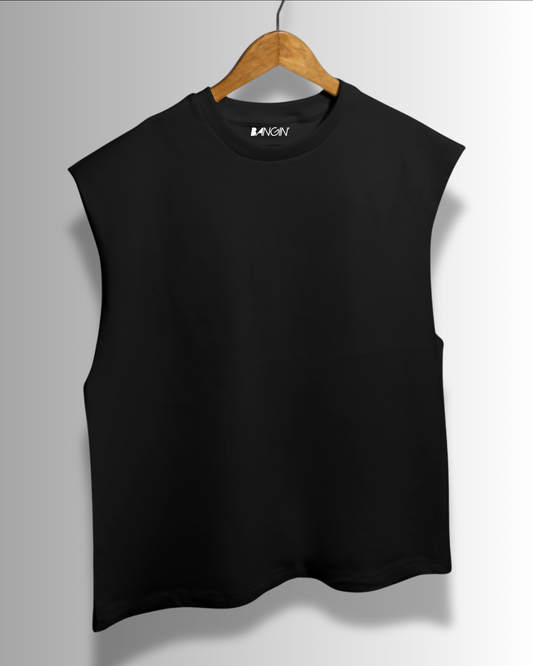 Sleeveless French Tank Top (Midnight Black) #811