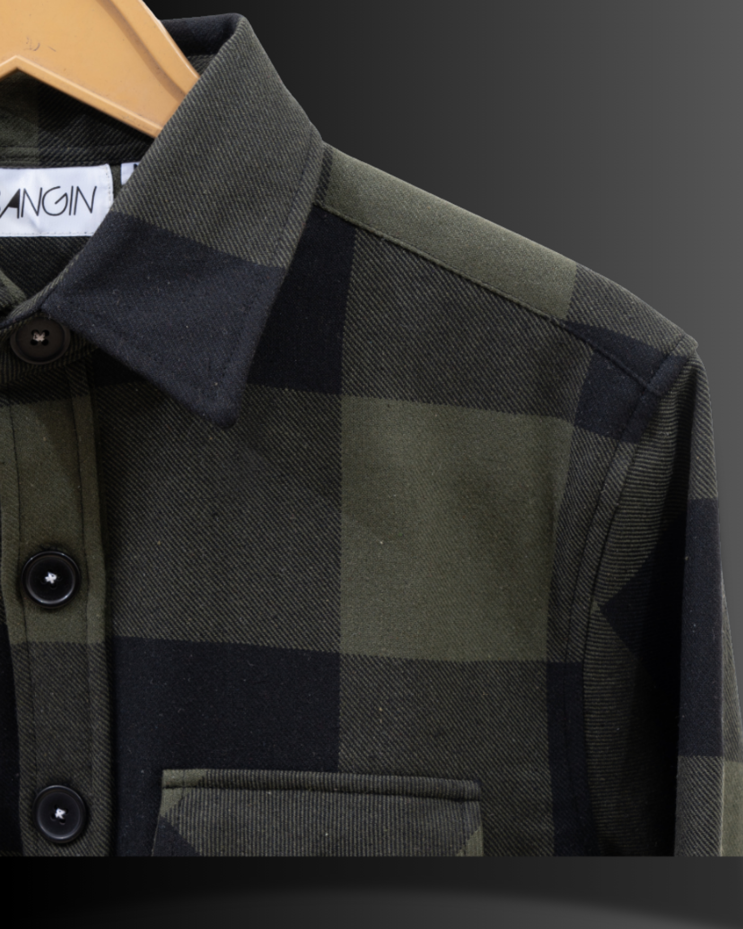 Olive Green Checks - Premium Flannel Overshirt #597