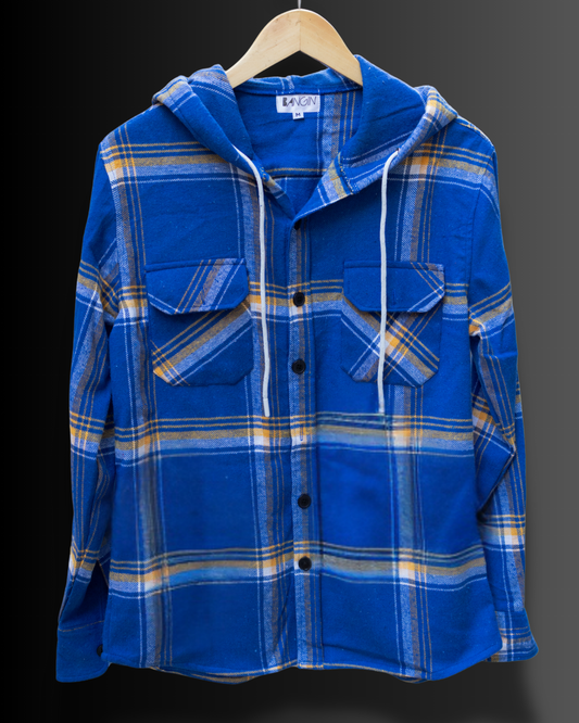 Blue Synch - Premium Flannel Hooded Shirt #978
