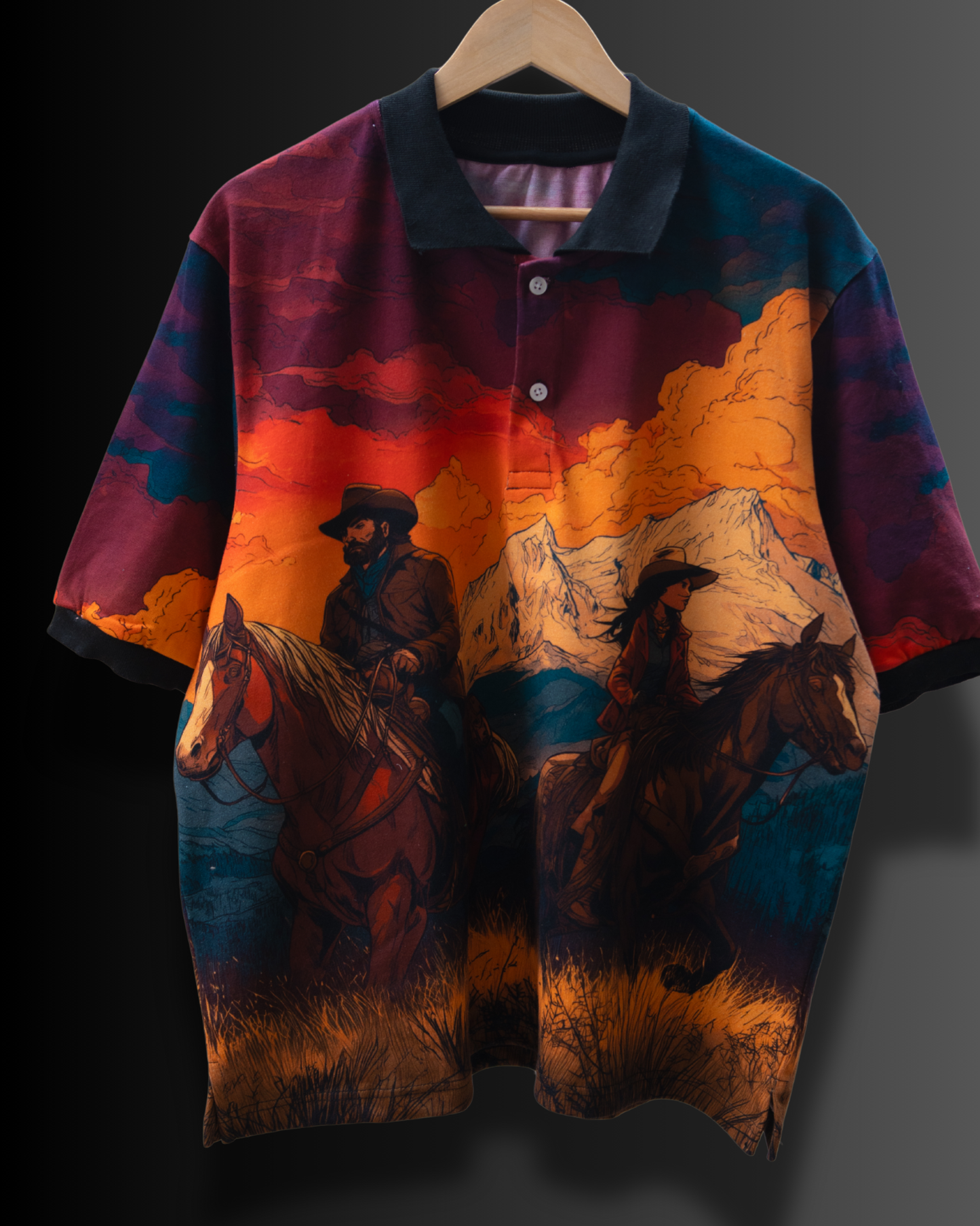 Ride Into Sunset - Premium Cotton Polo T-shirt #1072