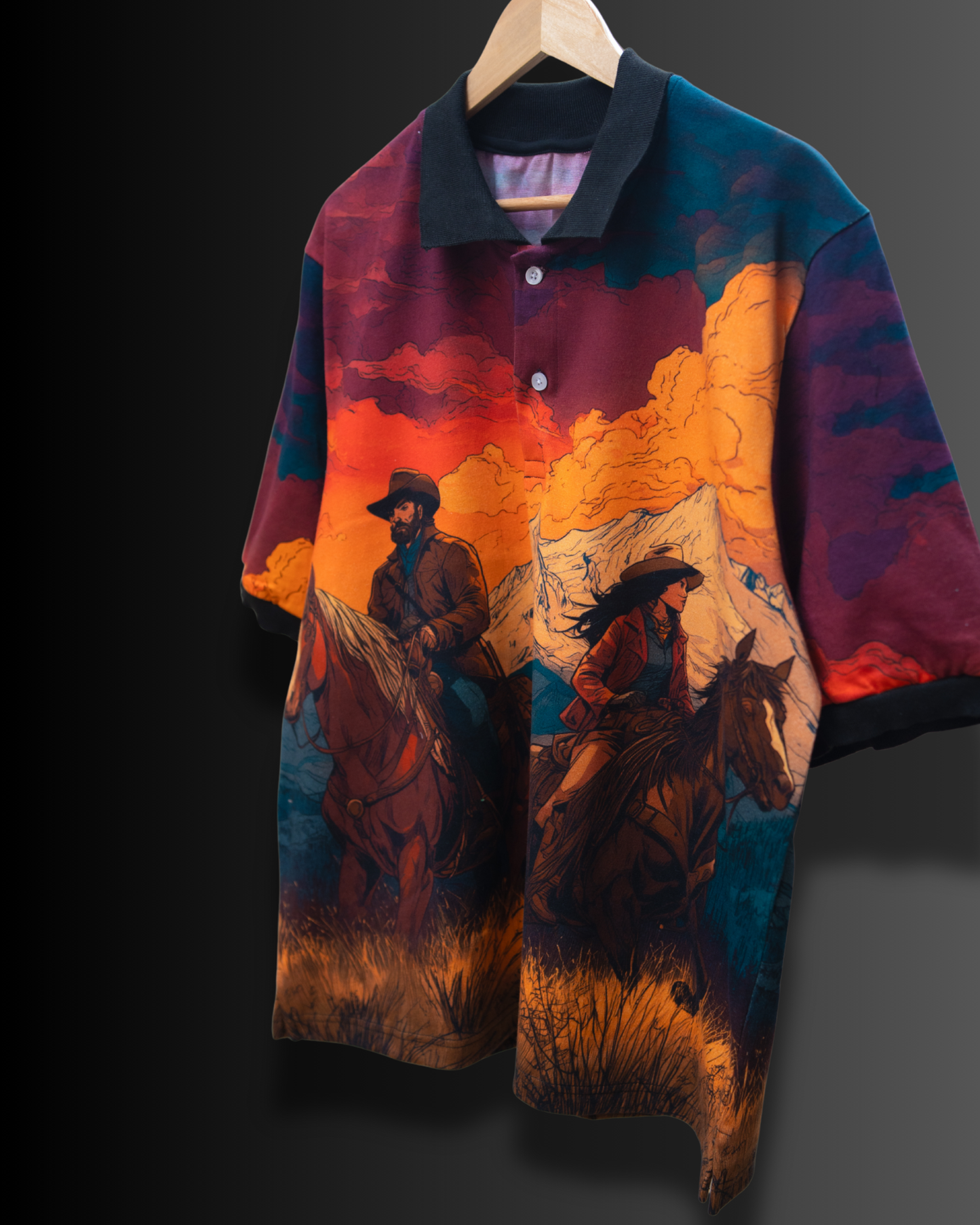 Ride Into Sunset - Premium Cotton Polo T-shirt #1072