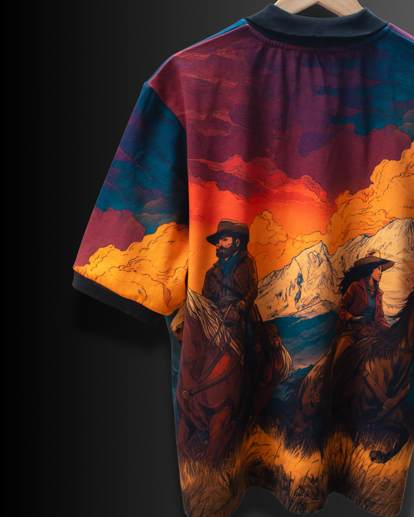 Ride Into Sunset - Premium Cotton Polo T-shirt #1072