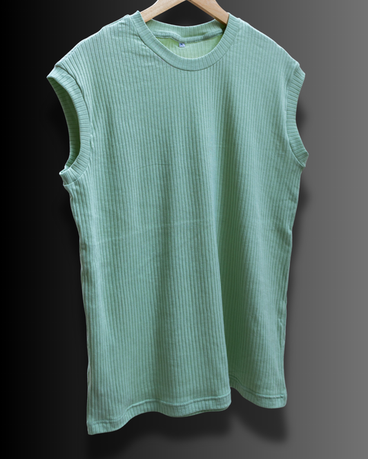 Ribbed 100% Cotton Sleeveless Tee #1048