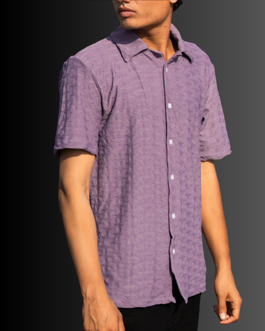 Men Lavender Jacquard Shirt #800