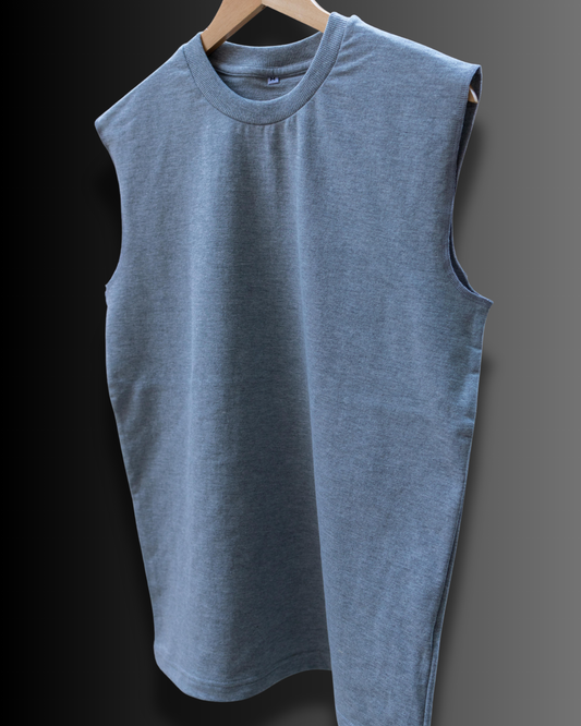 Sleeveless French Tank Top (Melange Grey) #1046