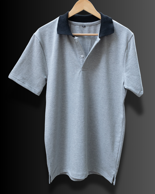 Premium Cotton Polo T-shirt (Melange Grey) #1110