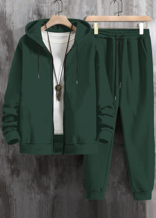 Men Zip Up Drawstring Hoodie & Sweatpants Co-ord Set Without Tee #566