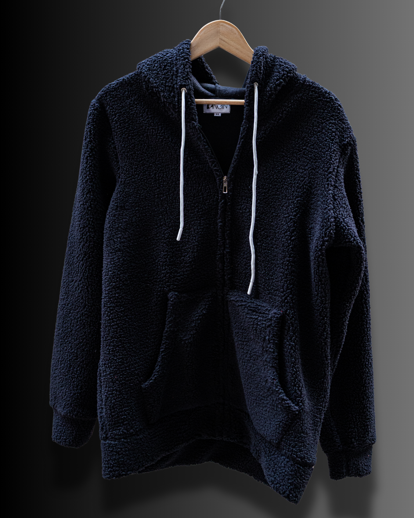 Teddy Zip-Up Hoodie (Black) #965