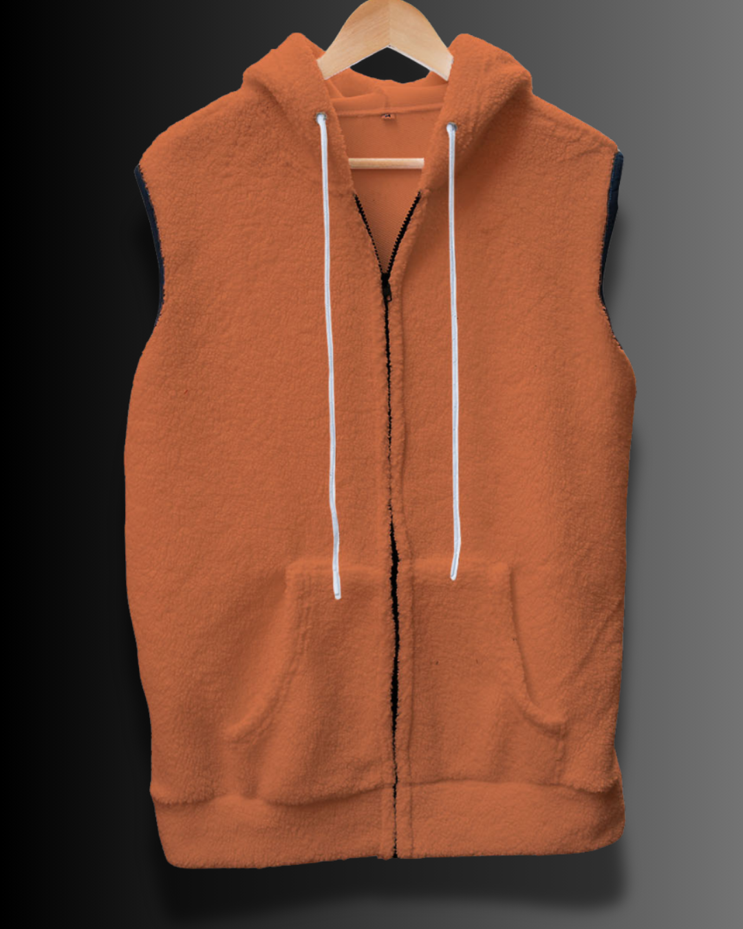 Sleeveless Sherpa Hoodie (Teddy Brown) #1014