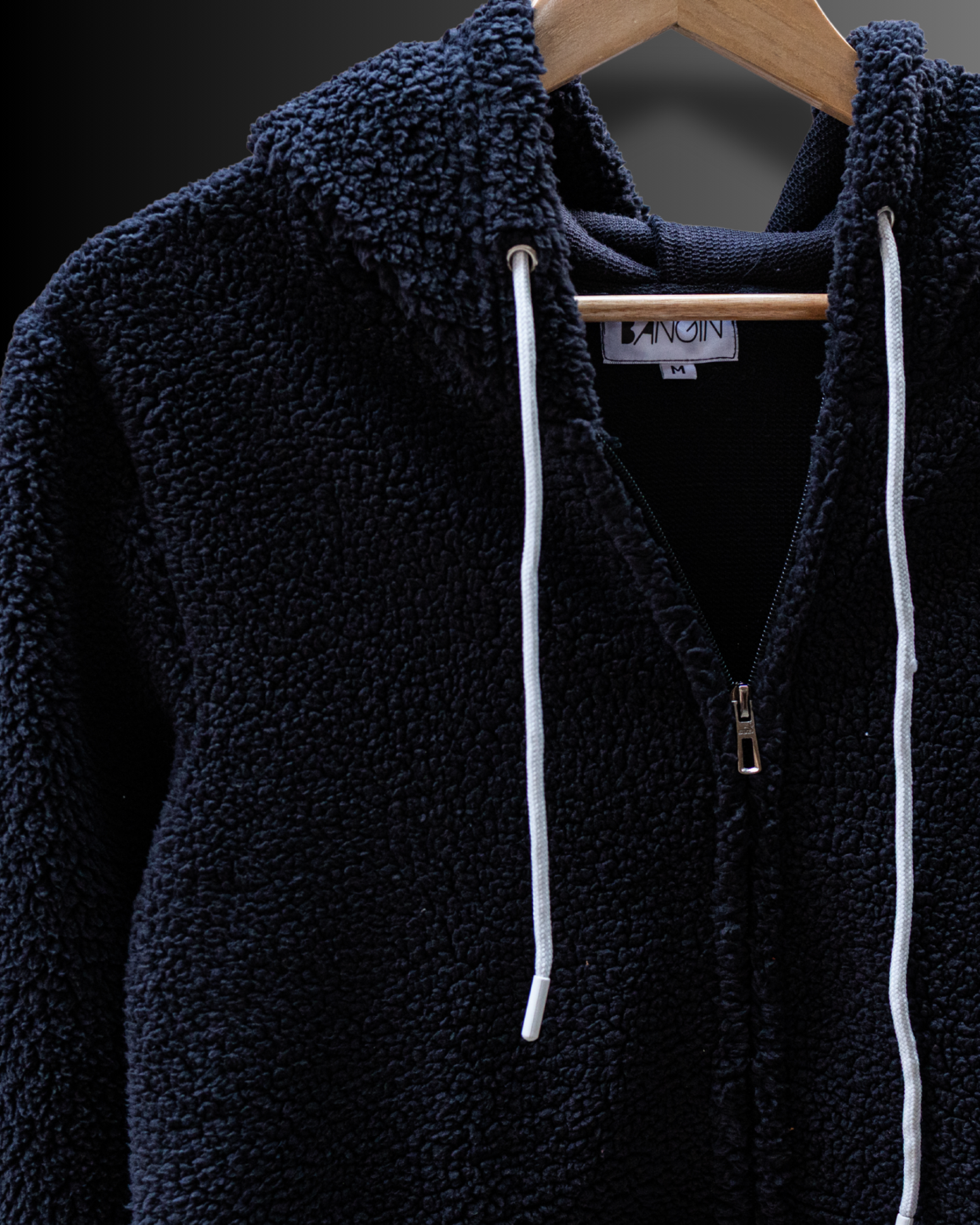 Teddy Zip-Up Hoodie (Black) #965