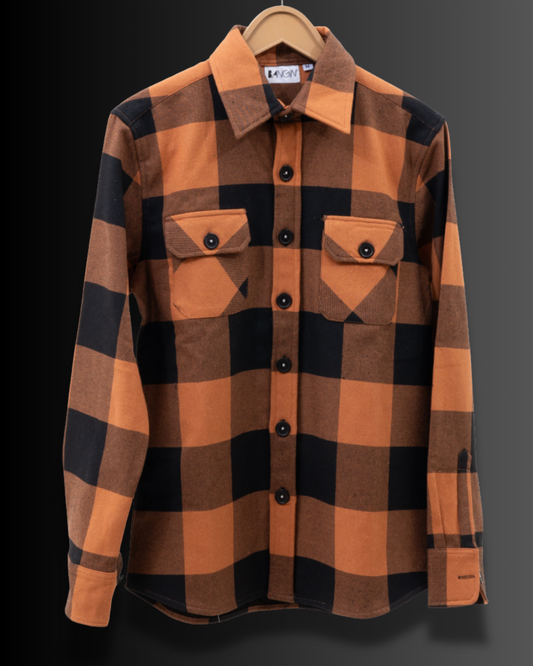 Carot & Black Checks - Premium Flannel Overshirt #595