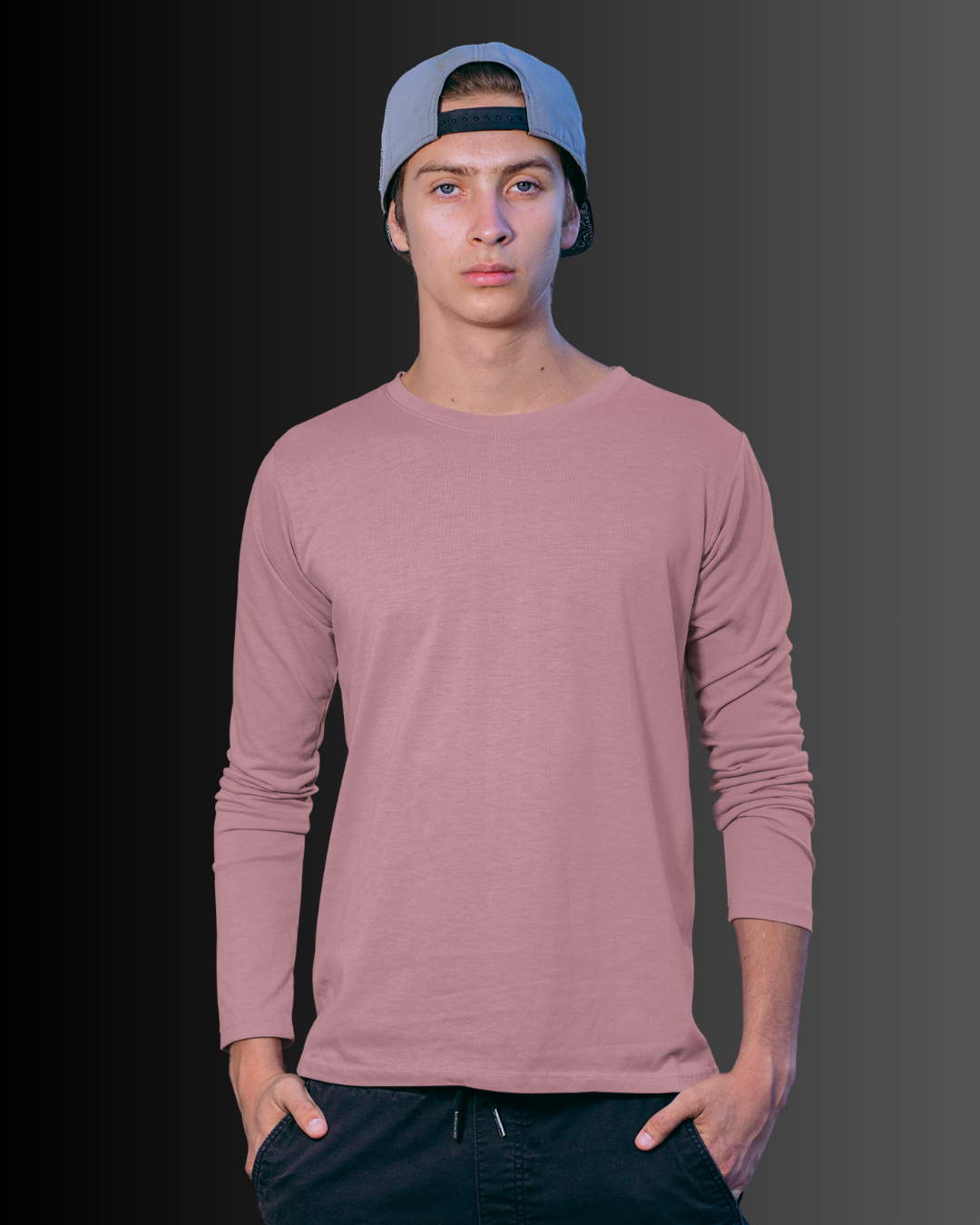 French Cotton Long Sleeve Crew Neck T-Shirt (Coffee Brown) #821
