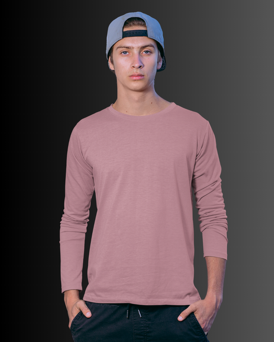 French Cotton Long Sleeve Crew Neck T-Shirt (Coffee Brown) #819
