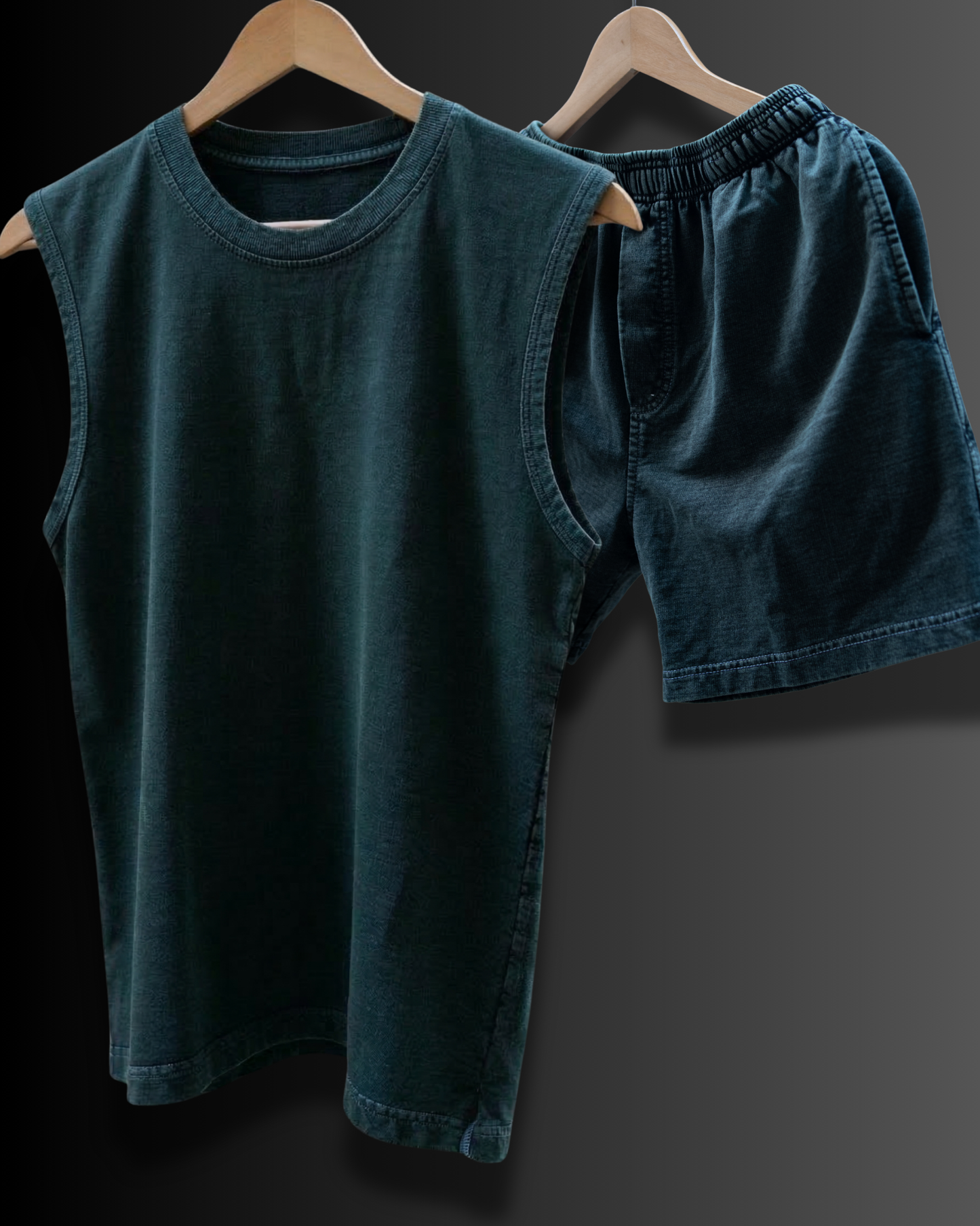 Acid-Washed Sando & Shorts Co-ord Set #1079