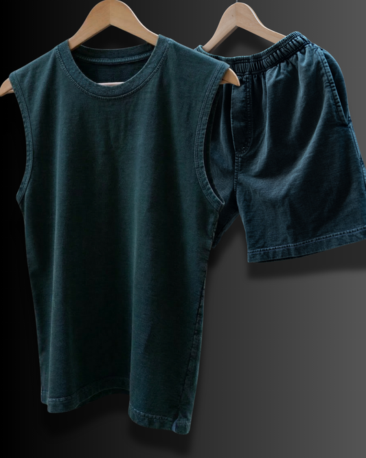 Acid-Washed Sando & Shorts Co-ord Set #1079