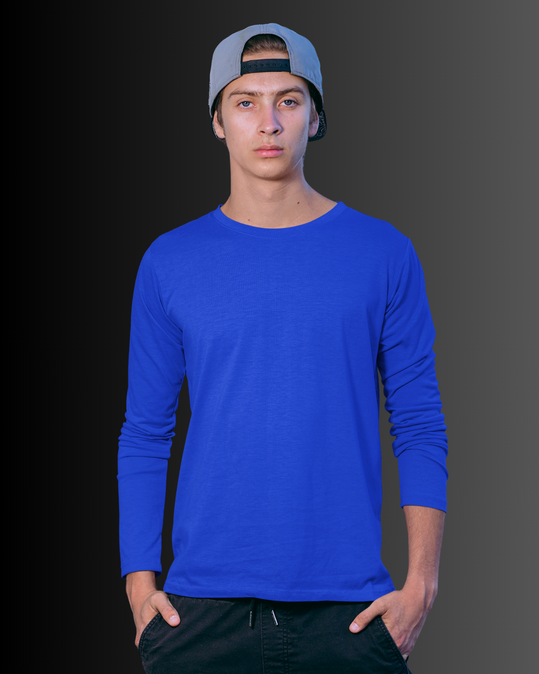 French Cotton Long Sleeve Crew Neck T-Shirt (Coffee Brown) #821