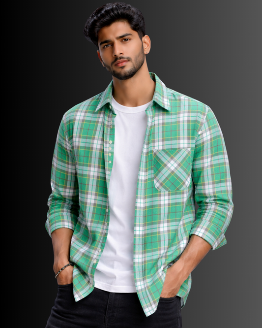 Green Mirage - Premium Plaid Shirt #1034
