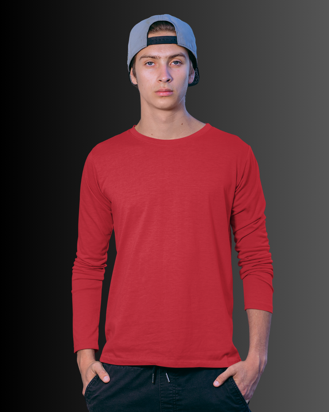 French Cotton Long Sleeve Crew Neck T-Shirt (Coffee Brown) #821