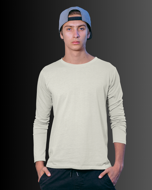 French Cotton Long Sleeve Crew Neck T-Shirt (Coffee Brown) #824