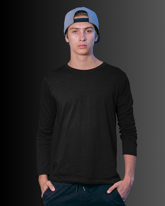 French Cotton Long Sleeve Crew Neck T-Shirt (Coffee Brown) #821