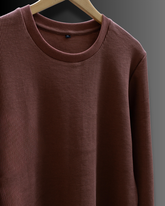 Choco-Brown Waffle Knit T-Shirt #1051