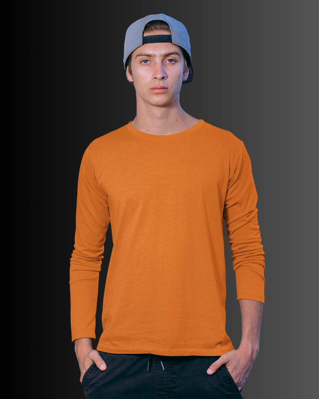 French Cotton Long Sleeve Crew Neck T-Shirt (Coffee Brown) #821