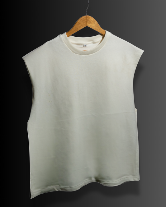 Sleeveless French Tank Top (Vanilla White) #810