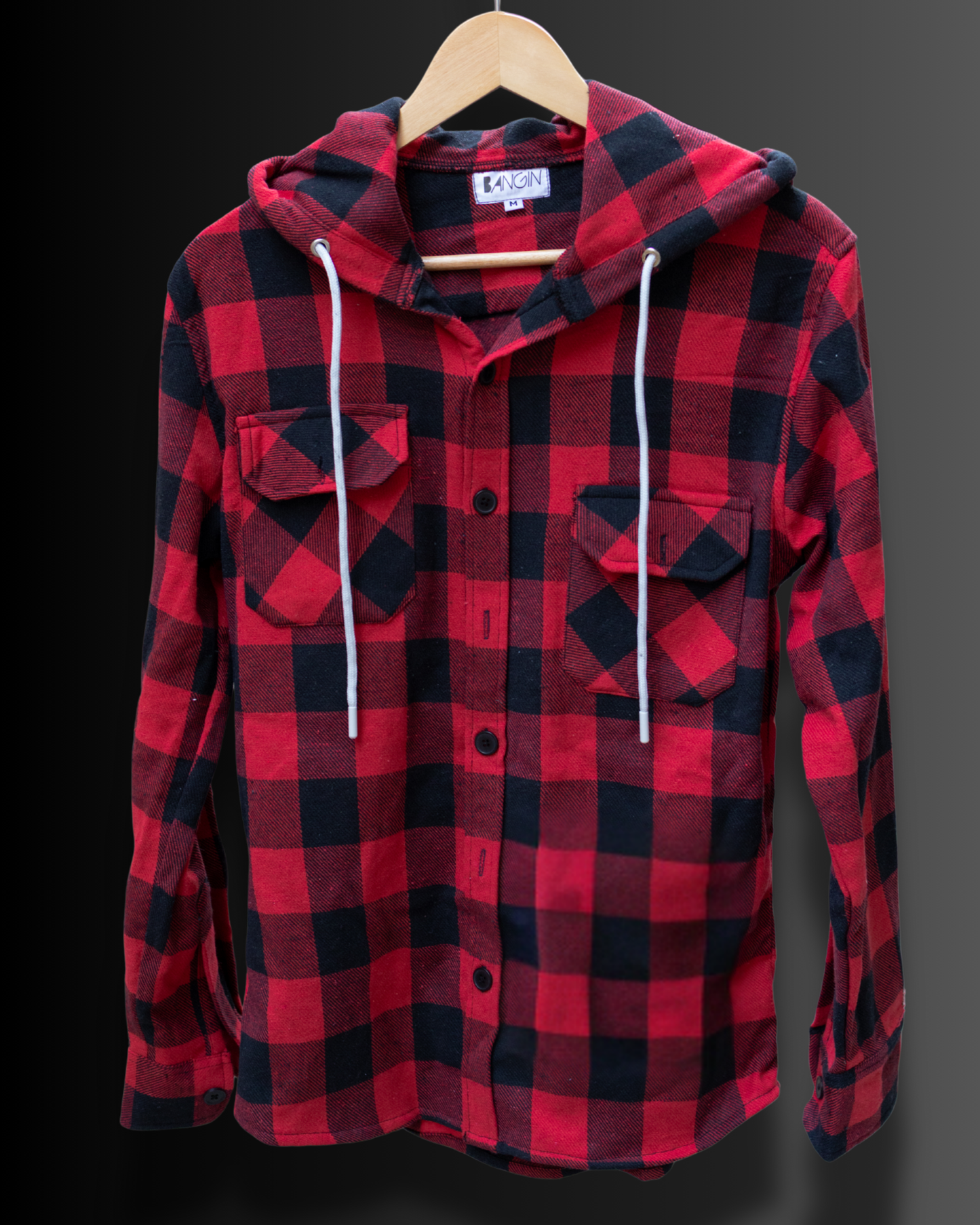 Red Checks - Premium Flannel Hooded Shirt #975