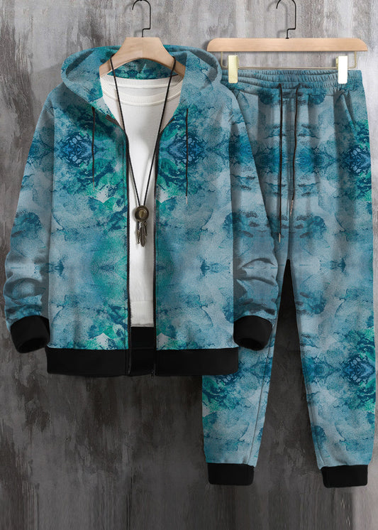 Men Zip Up Drawstring Hoodie & Sweatpants Co-ord Set Without Tee #872