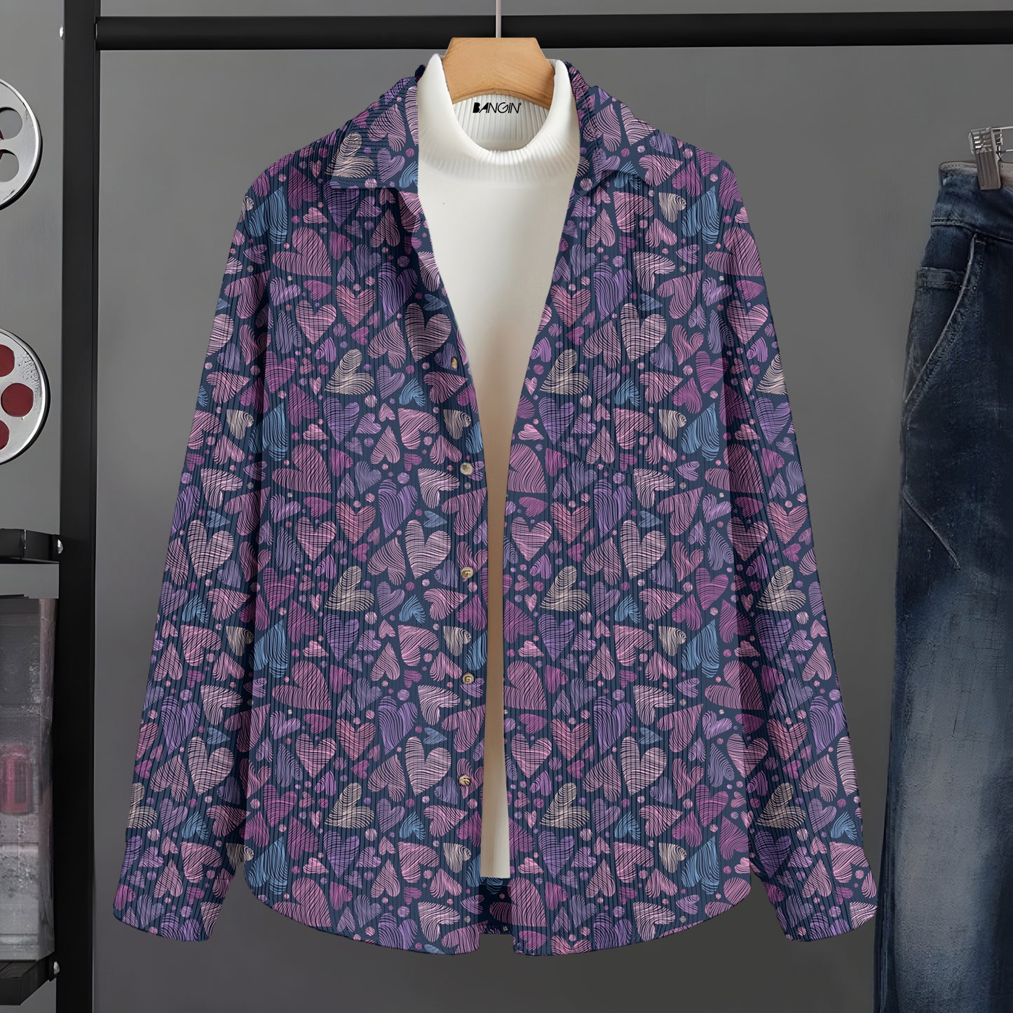 Printed Corduroy-Style Shirt for Men #967