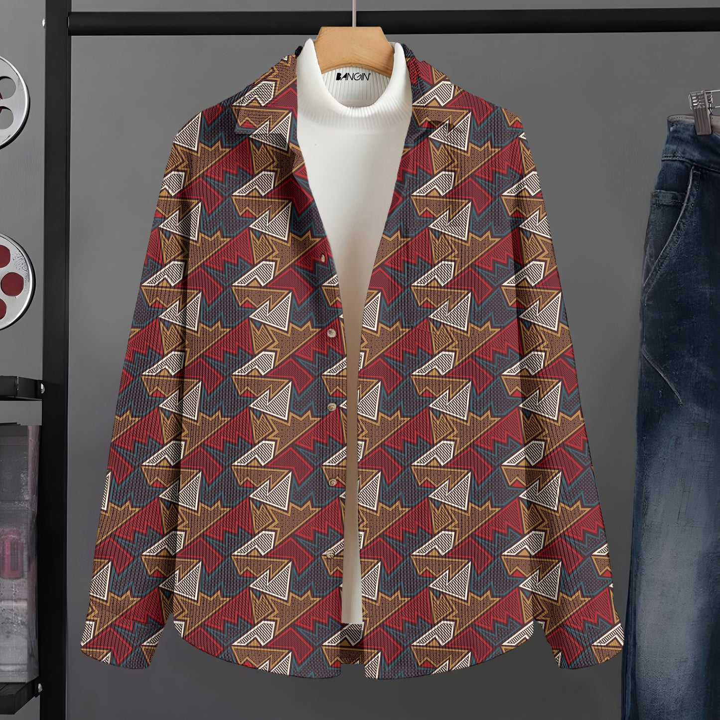 Printed Corduroy-Style Shirt for Men #968