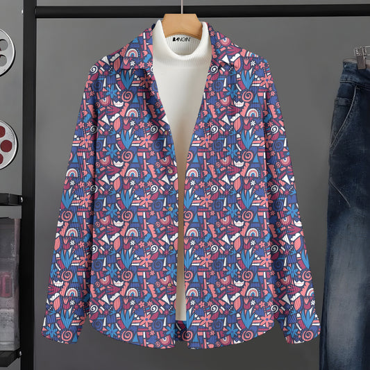 Printed Corduroy-Style Shirt for Men #969