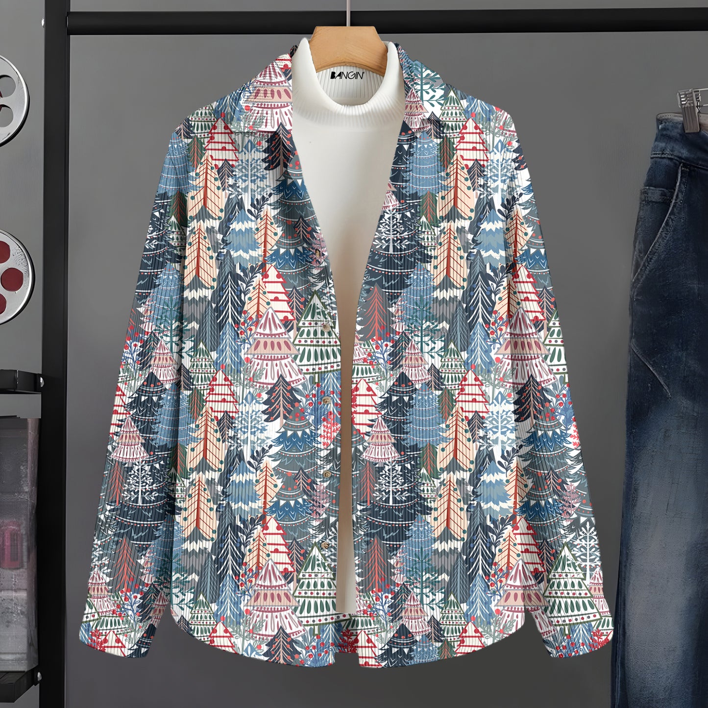 Printed Corduroy-Style Shirt for Men #970