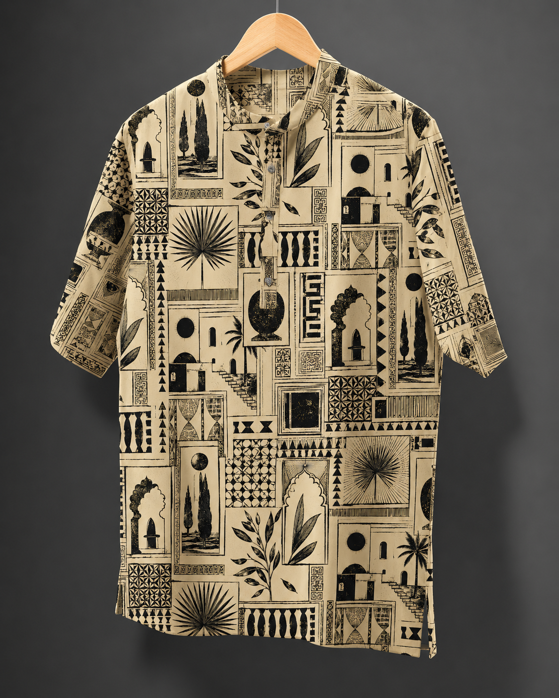 Men's Printed Short Kurta #1225