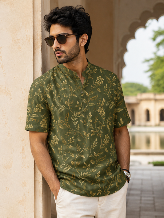 Men's Printed Short Kurta #1224