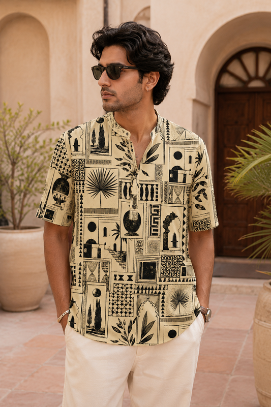 Men's Printed Short Kurta #1225