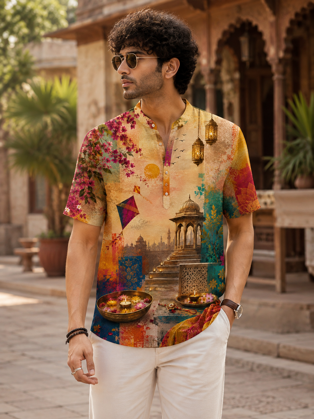 Men's Printed Short Kurta #1227