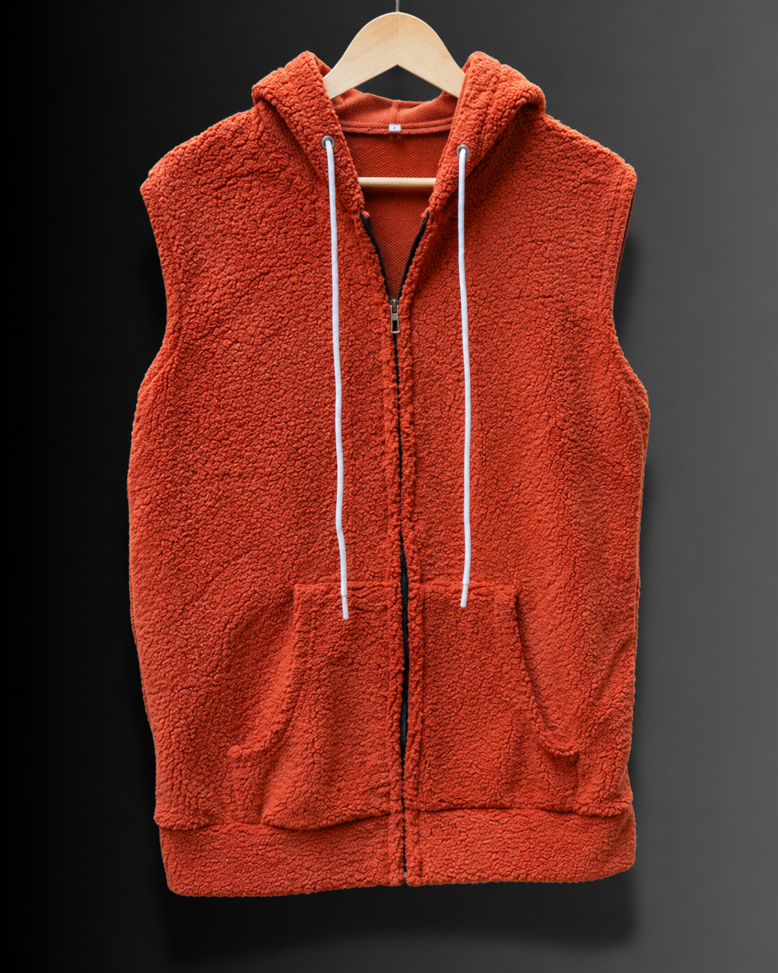 Sleeveless Sherpa Hoodie #1016