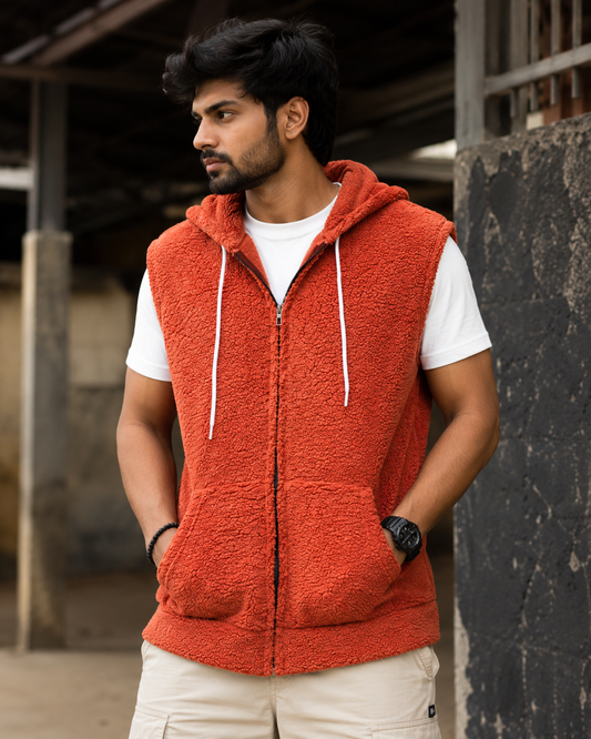 Sleeveless Sherpa Hoodie #1016