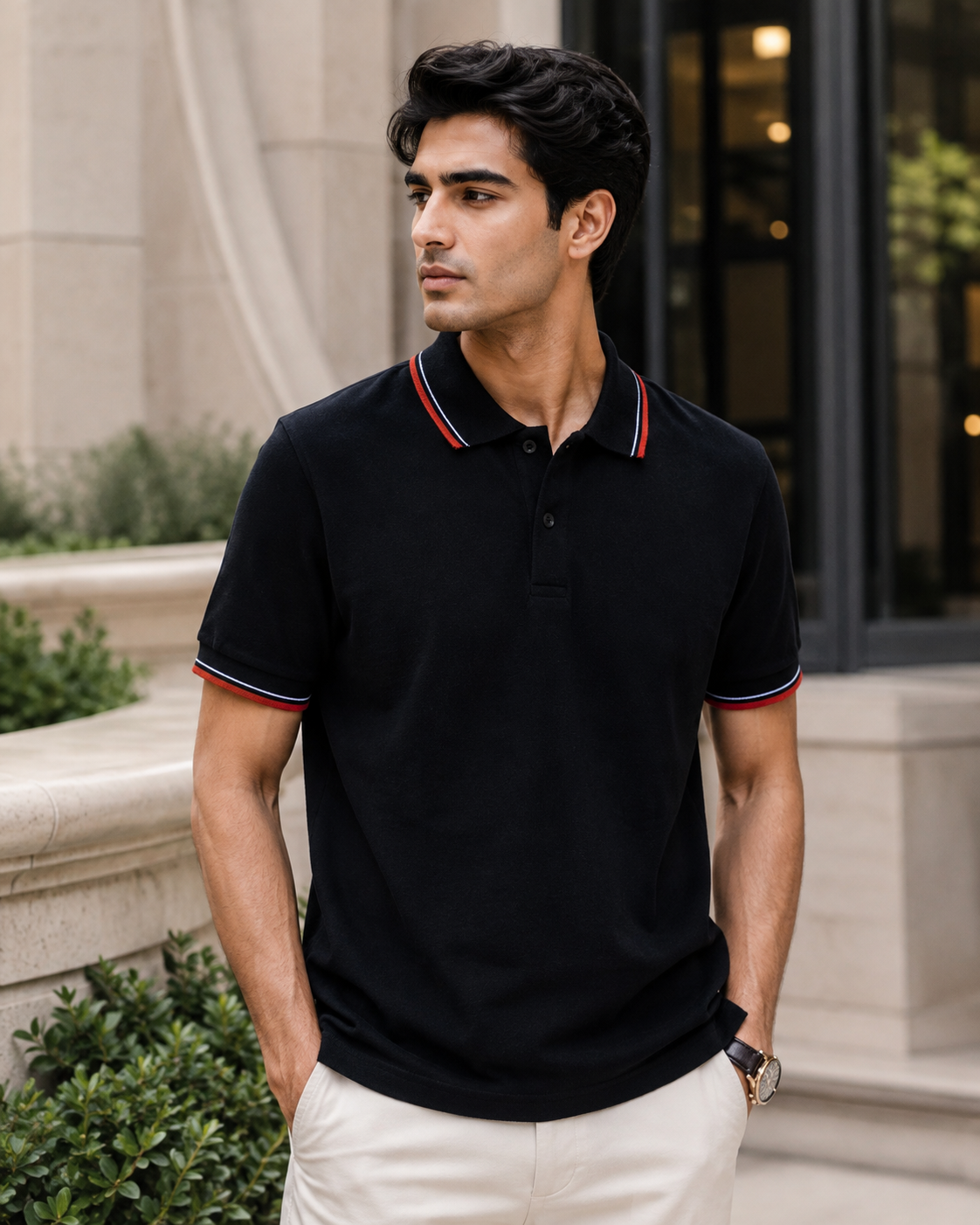 Black Luxury Polo T-shirt (240 GSM Cotton) #1233