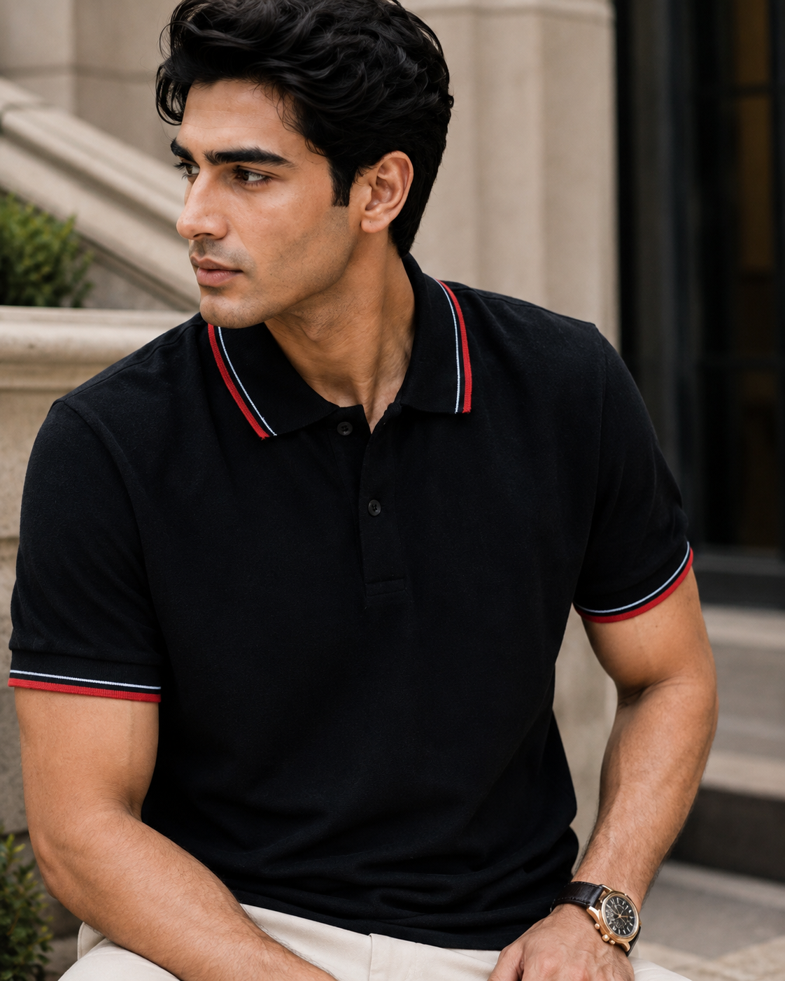 Black Luxury Polo T-shirt (240 GSM Cotton) #1233
