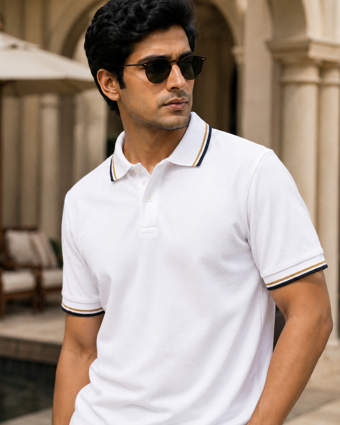 White Luxury Polo T-shirt (240 GSM Cotton) #1234