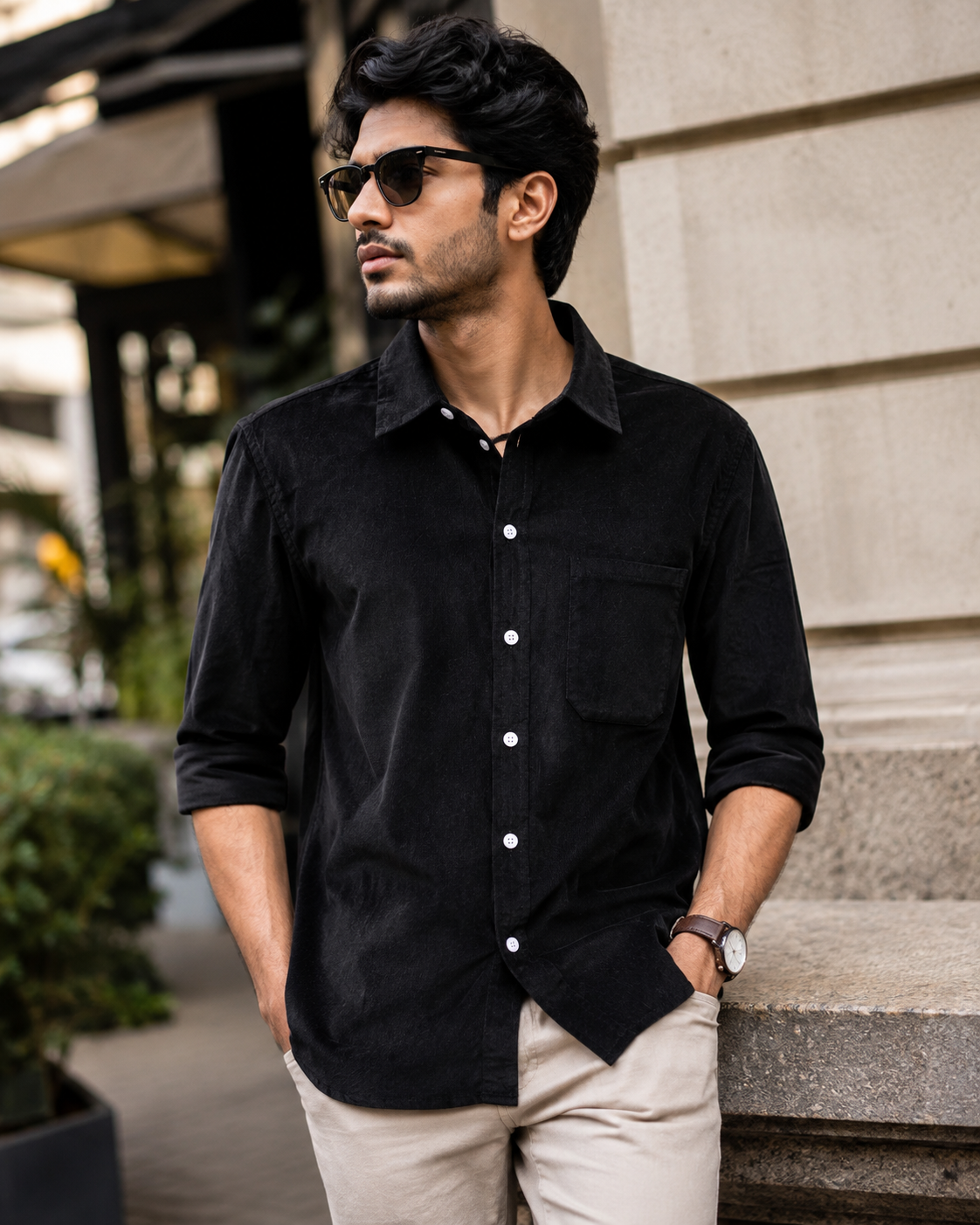 SHADOW BLACK - Premium Corduroy Shirt #1215