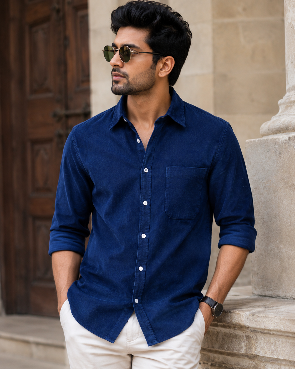 NAVY DUSK - Premium Corduroy Shirt #1219