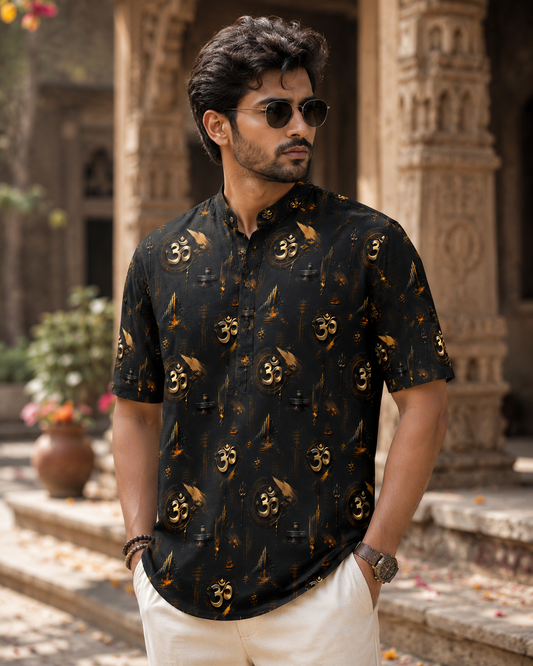 Men's Printed Short Kurta #1220