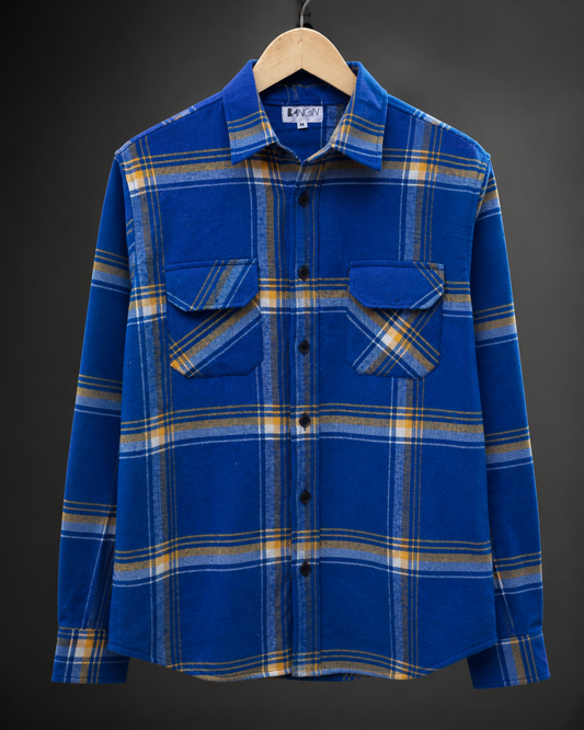 Royal Blue Checks - Premium Flannel Shirt #1206