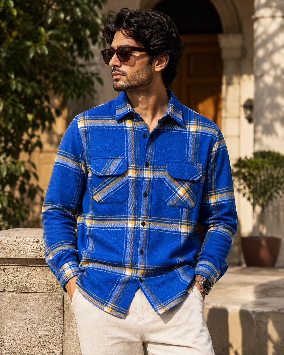 Royal Blue Checks - Premium Flannel Shirt #1206